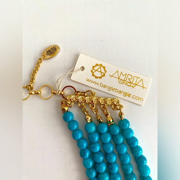 Amrita Singh 5 Strand Turquoise Goldtone Necklace - Picture 2 of 4